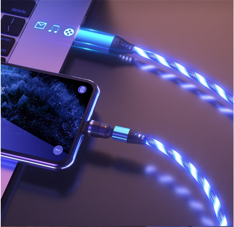 540 Rotate Luminous Magnetic Cable 3A Fast Charging Mobile Phone