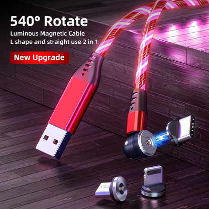 540 Rotate Luminous Magnetic Cable 3A Fast Charging Mobile Phone