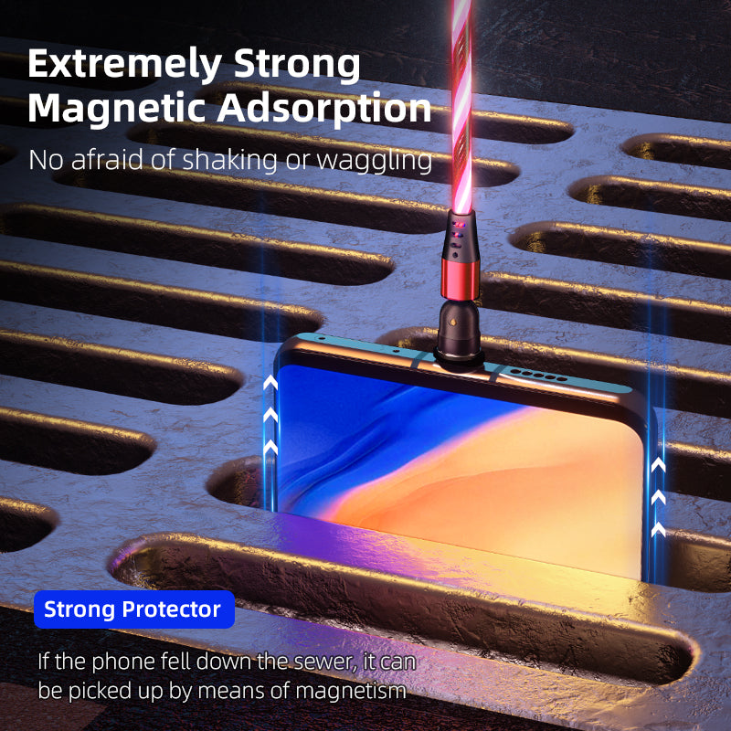 540 Rotate Luminous Magnetic Cable 3A Fast Charging Mobile Phone