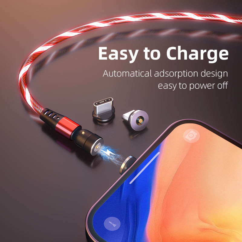 540 Rotate Luminous Magnetic Cable 3A Fast Charging Mobile Phone